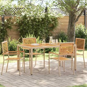 vidaXL Scaune Exterioare 4 pcs crem, maro