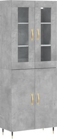 vidaXL Dulap înalt, gri beton, 69,5x34x180, lemn compozit