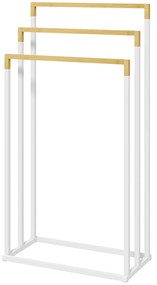 kleankin Suport pentru Prosoape din Bambus și Oțel cu Design Independent, 45x22.5x86 cm, Alb | Aosom Romania