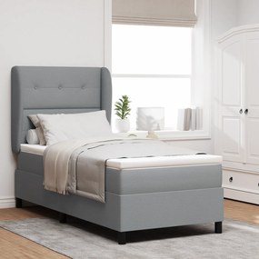 vidaXL Pat cu arcuri cu saltea Gri deschis 100 x 200 cm țesătură
