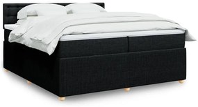 3289879 vidaXL Pat box spring cu saltea, negru, 200x200 cm, textil