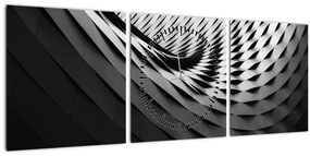Tablou abstract - spirală alb neagră (cu ceas) (90x30 cm)