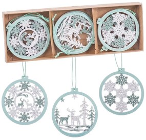 Ornamente de Crăciun 6 buc. din lemn ø 8 cm – Casa Selección