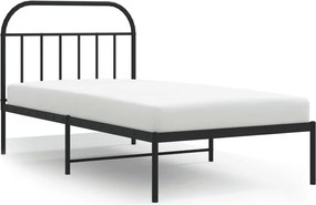 vidaXL Cadru de pat din metal cu tăblie, negru, 107x203 cm