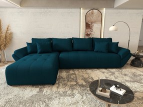 Colțar extensibil dumonde cu ladă de depozitare si sezut confortabil din spuma high-density, Berlin XL Enjoy Petrol 350x185 cm