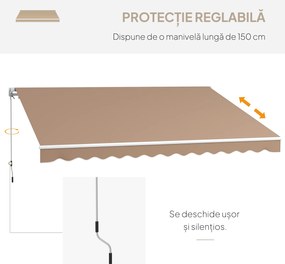 Outsunny Copertină Pliabilă pentru Exterior, Copertină Tip Roll-Up cu Deschidere Manivelă, 350x250 cm, Galben | Aosom Romania