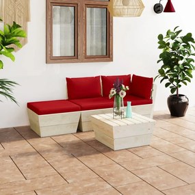 Set mobilier gradina din paleti cu perne, 4 piese, lemn molid