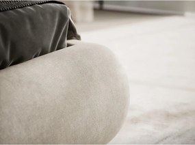 Pat matrimonial bej tapițat cu spațiu de depozitare cu somieră 180x200 cm Maumere – Maison de Rêve