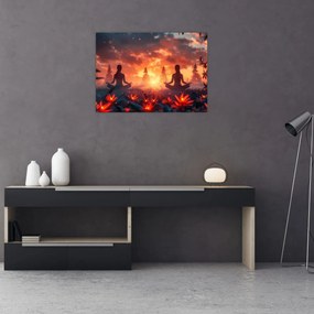 Tablou pe sticlă - Yoga în natură (70x50 cm)