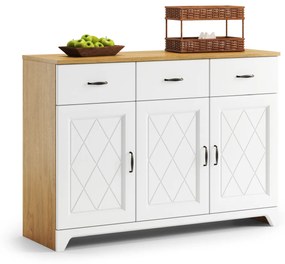Mazzoni Comodă PROVENZA KD3SZ3 Stejar Piatră/Alb Mat - DULAP VERTICAL CU SERTARE RETRO
