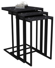Masă pliabilă Black Mermer, 3 buc
