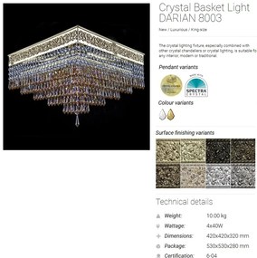 Plafoniera design LUX, Cristal Bohemia Exclusive DARIAN 42x42cm