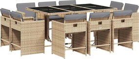 vidaXL Set mobilier grădină cu perne, 11 piese bej combinat poliratan