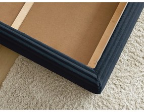 Pat matrimonial albastru închis tapițat cu spațiu de depozitare cu somieră 160x200 cm Jade – Bobochic Paris