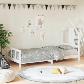 834568 vidaXL Cadru de pat pentru copii, alb, 90x200 cm, lemn masiv de pin