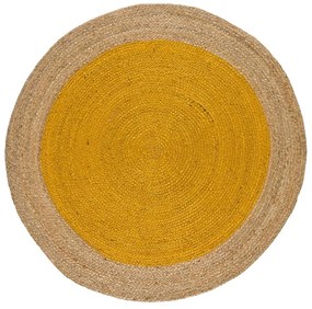 Covor galben muștar-natural rotund ø 90 cm Mahon – Universal