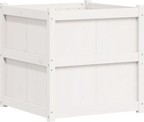 vidaXL Jardinieră de grădină, alb, 70x70x70 cm, lemn masiv de pin