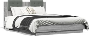 vidaXL Cadru de pat cu tăblie gri sonoma 120x190 cm lemn prelucrat