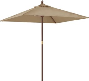 vidaXL Umbrelă soare de grădină stâlp din lemn taupe 198x198x231 cm
