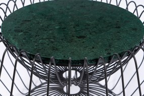 Masuta de cafea rotunda din marmura si fier 60x60x35 cm verde/negru