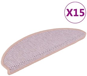 vidaXL Covorașe scări autoadezive 15 buc. roz 65x21x4 cm aspect sisal