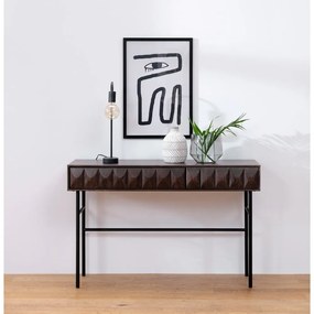 Masă consolă maro închis cu blat cu aspect de lemn de stejar 39x117 cm Latina – Unique Furniture