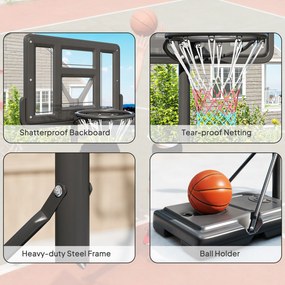 Coș de baschet reglabil pe înălțime cu bază umplută și spațiu pentru minge 110x75x195-370cm, negru SPORTNOW | Aosom RO