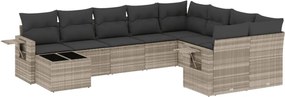 vidaXL Set canapele de grădină cu perne 10 piese gri deschis poliratan