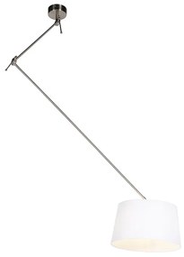 Lampă suspendată cu abajur de in alb 35 cm - oțel Blitz I