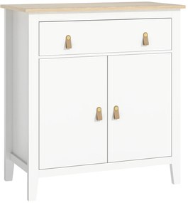 HOMCOM Bufet salon mobilier de depozitare cu dulap cu 2 uși, sertar și raft reglabil, 80 x 40 x 90 cm, alb | Aosom Romania