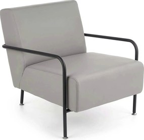Fotoliu CUPER, gri/negru, piele ecologica/otel, 69x82x75 cm