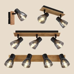 Spot de perete CLAUDE 2xE14/40W/230V negru/lemn Globo 54307-2W