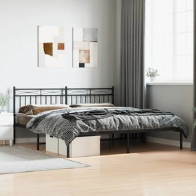 373696 vidaXL Cadru de pat metalic cu tăblie, negru, 183x213 cm