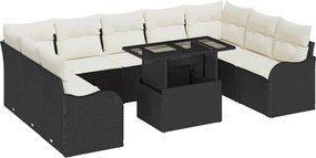 vidaXL Set de canapele pentru grădină 10 pcs Negru Rattan poli
