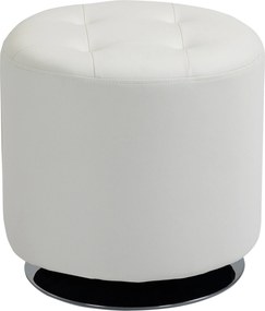 HOMCOM Suport pentru picioare living rotativ la 360°, ottoman rotund tapițat în PU cu bază din oțel, Ø 45,5 x 44,5 cm, alb | Aosom Romania