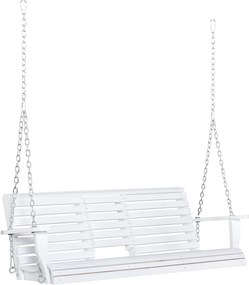 Outsunny Leagăn Suspendat pentru Exterior din Lemn de Brad cu Măsuță Rabatabilă și Suporturi pentru Pahare, Leagăn pentru Grădină sau Terasă cu 2-3 Locuri, Alb | Aosom Romania