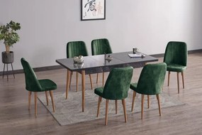 Set masa extensibila cu 6 scaune tapitate Homs cargold 250-30050 ALB-VERDE,170 x 80 cm
