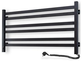 Radiator baie tip scară AVANGARD cu termostat, 316W/230V, 50,6cm, IP44, negru, montare pe partea dreaptă