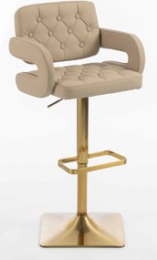 HR8403KW Scaun Crem Piele Ecologica Premium Soft cu Bază Aurie