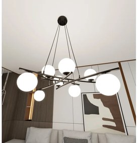 Lustră pe cablu ESSA 8xE14/10W/230V negru/alb