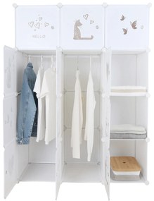 Dulap modular pentru copii, model alb   maro pentru copii, KITARO