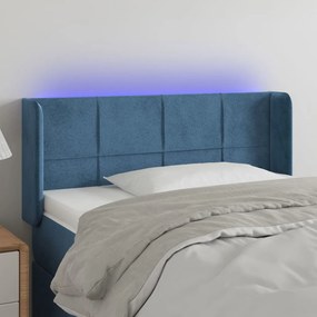 3123270 vidaXL Tăblie de pat cu LED, albastru închis, 83x16x78/88 cm, catifea