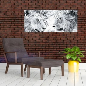 Tablou - Capete de lei desenate (120x50 cm)