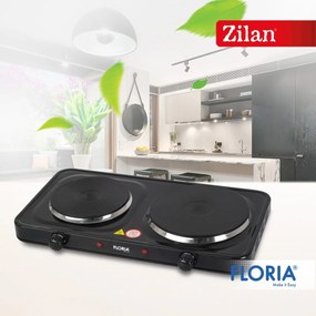 Plita Electrica Floria ZLN2844 - 2 Ochiuri, 2500W, Termostat Reglabil, Design Compact Negru