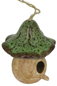 Casuta decorativa pentru pasari Mushroom 14x17cm, Verde