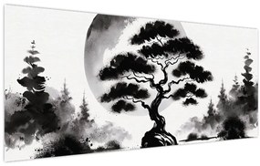 Tablou – Bonsai alb-negru (120x50 cm)
