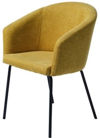 Scaun de sufragerie galben muștar cu cotiere tapițat Easton – Unique Furniture