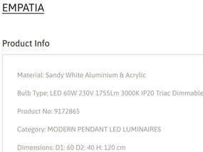 Lustra LED dimabila design circular EMPATIA D-60cm