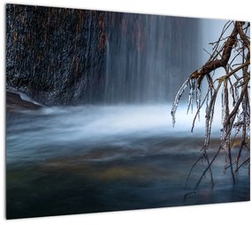 Tablou pe sticlă - Laguna de iarnă (70x50 cm)