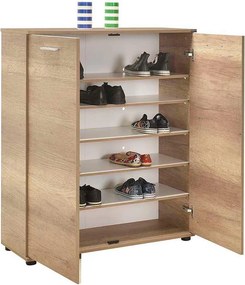 Pantofar Adore Elegance, 2 usi, 5 rafturi, capacitate 24 perechi incaltaminte, Alb - Natur, 91x108x35 cm